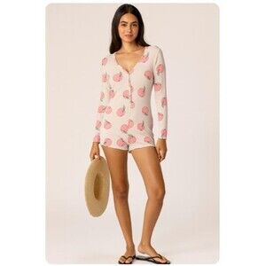 Fashion Nova Romper Overol Feeling Peachy PJ One Piece Womens Size S